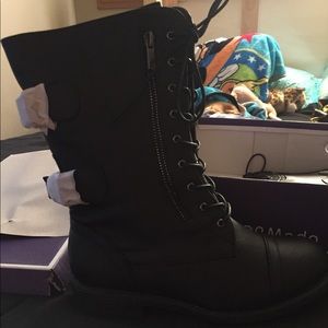 Black combat boots